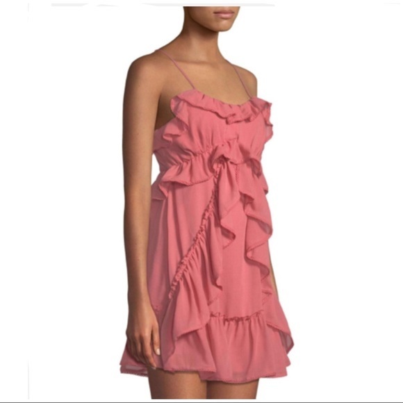 Red Carter Ruffle-Trimmed Strappy Mini Dress Sz XS - Picture 4 of 4